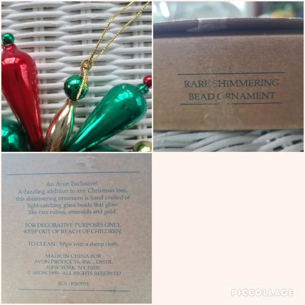 Vintage Avon Gift Collection 1999 Rare Shimmering Bead Ornament Glass Snowflake